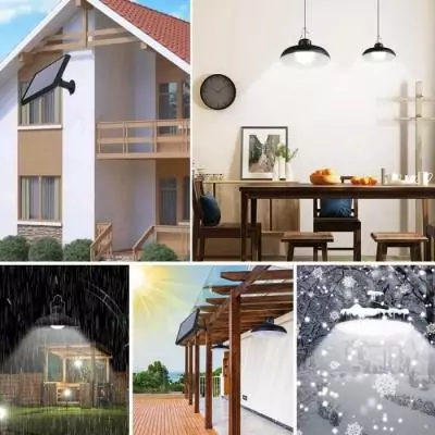 Suspensions solaires double - LUMISKY - WAREN - Ø18 cm - Noir - LED blanc froid Suspensions solaires double - LUMISKY - WAREN - Ø18 cm - Noir - LED blanc froid