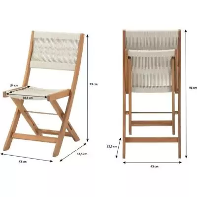 Ensemble bistrot pliable en bois d'acacia FSC - MAKENA