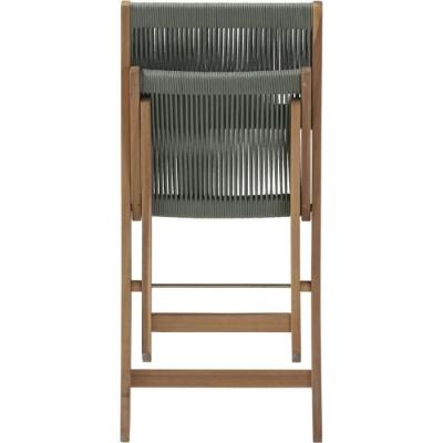 Ensemble bistrot pliable en bois d'acacia FSC avec tressage en corde verte - 2 personnes - MAKENA