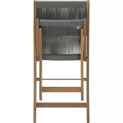 Ensemble bistrot pliable en bois d'acacia FSC avec tressage en corde verte - 2 personnes - MAKENA