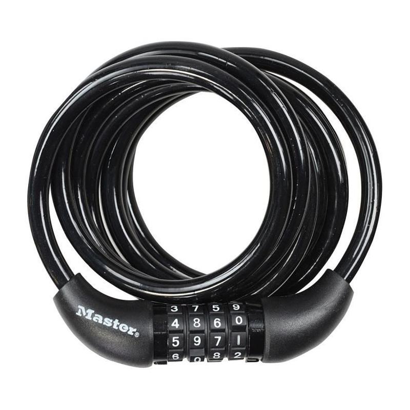 Antivol Vélo MASTER LOCK - Câble torsadé 1,8m - Combinaison programmable