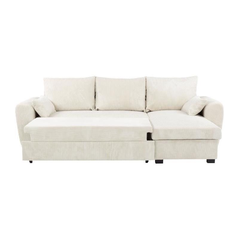 Canapé d'angle convertible réversible MAX 3 places - Tissu Lincoln Beige