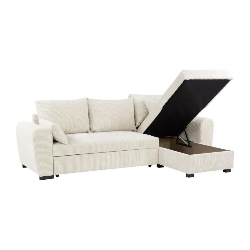 Canapé d'angle convertible réversible MAX 3 places - Tissu Lincoln Beige