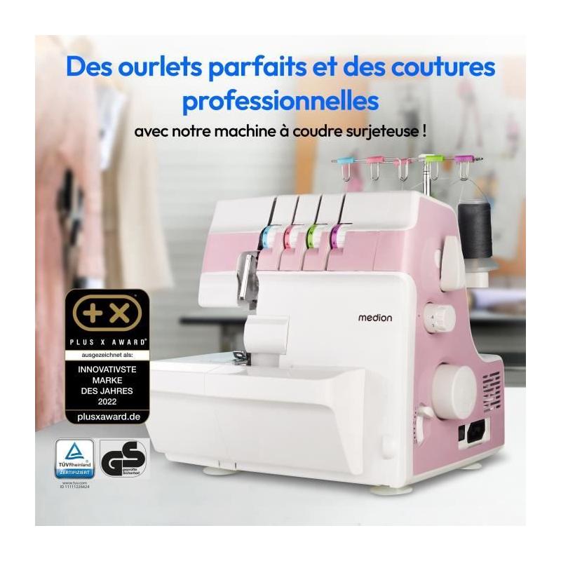 Surjeteuse MEDION SO 90 - 91W - Aiguille 11, 14, 16 - 1200 tr/min - Rose
