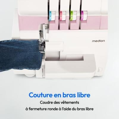 Surjeteuse MEDION SO 90 - 91W - Aiguille 11, 14, 16 - 1200 tr/min - Rose