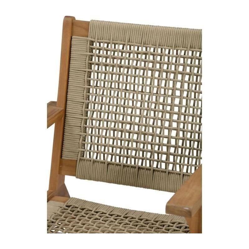 Fauteuil de jardin en bois d'Acacia FSC et corde - MERIDA - Vert olive