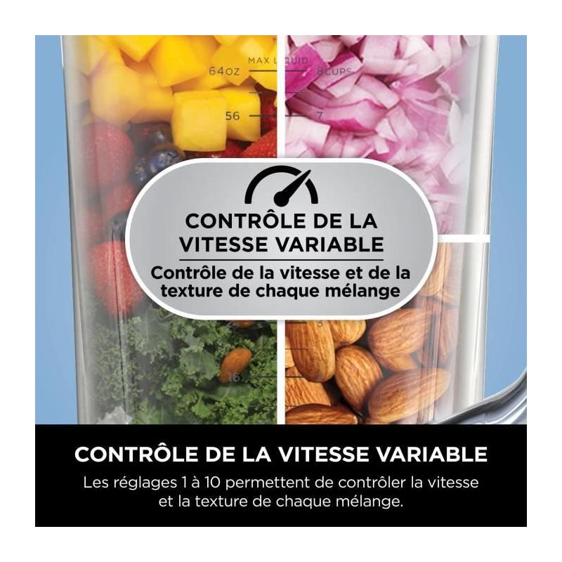 Blender professionnel haute performance Ninja Detect - Noir et argent
