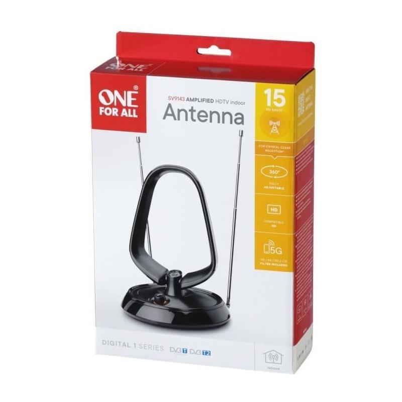 Antenne d'intérieur amplifiée One For All - Réception TNT 15 km