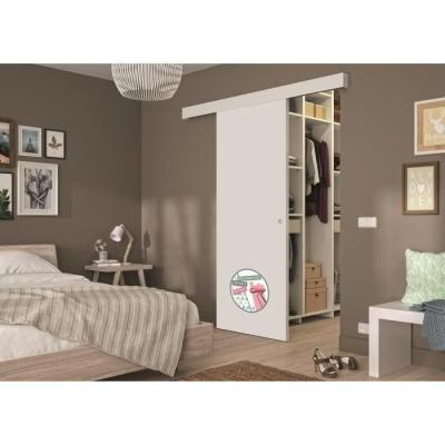 Ensemble porte coulissante blanc prêt à peindre