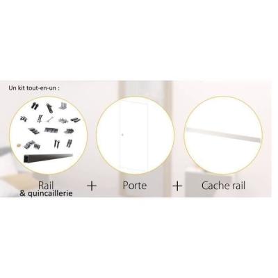 Ensemble porte coulissante blanc prêt à peindre