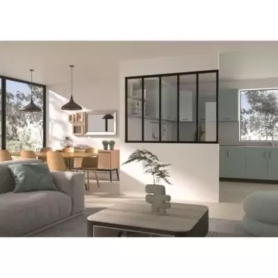 Kit verrière fixe - OPTIMUM - Aluminium - 5 carreaux - Noir