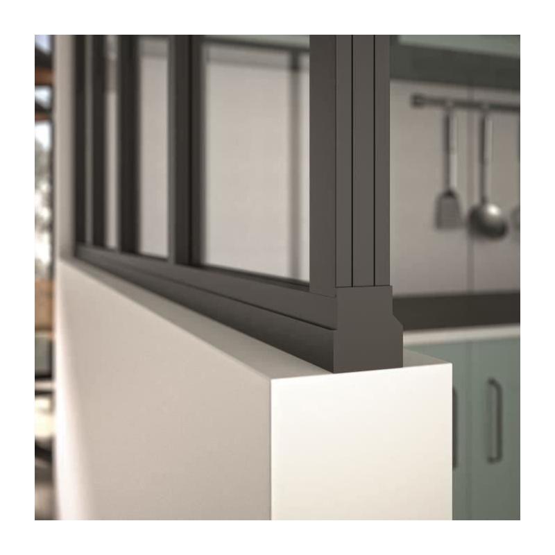 Kit verrière fixe - OPTIMUM - Aluminium - 5 carreaux - Noir