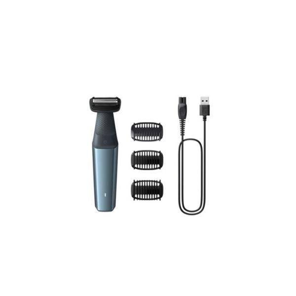 Tondeuse homme - Philips - Bodygroom Series 3000 - 3 sabots amovibles - Autonomie 60 min - Étanche