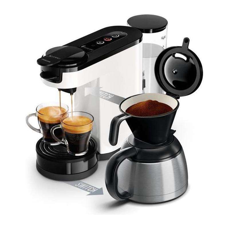 Machine à café 2 en 1 SENSEO Switch Philips HD6592/05 : filtre, dosette, verseuse isotherme