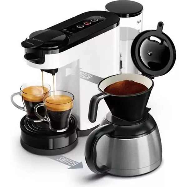 Cafetiere a dosette - PHILIPS - SENSEO - HD6592/05 - Switch 2-en-1 dosette & filtre - Blanc