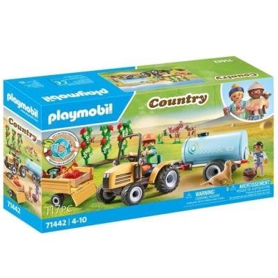 Jouet PLAYMOBIL 71442: Fermier avec tracteur et citerne, Country la vie a la ferme