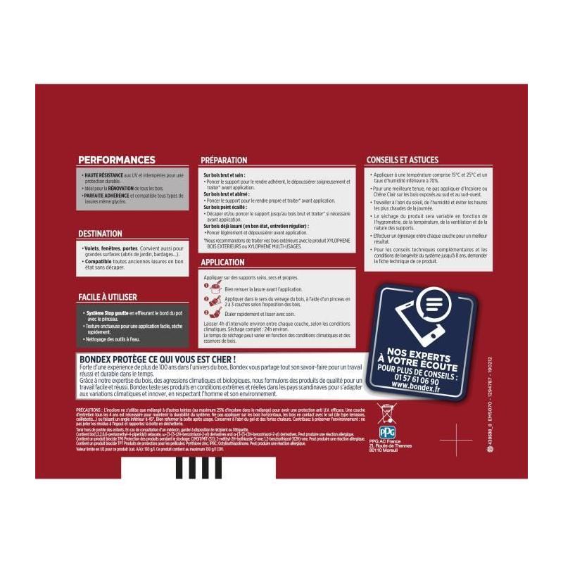 BONDEX - Lasure 8 ans Indice 30 Chene Foncé Satin 2,5L