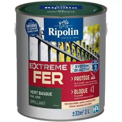 Peinture vert basque RAL 6005 brillant 2L - RIPOLIN