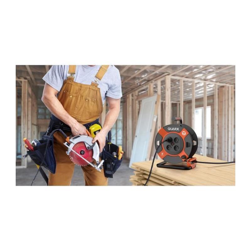 Enrouleur QUARX 40m pour Bricolage - Tambour métallique