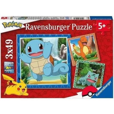 Puzzle Pokémon 3x49 pièces - Salamèche, Bulbizarre et Carapuce - À partir de 5 ans