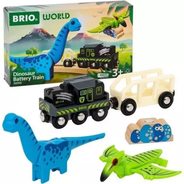 Brio Train a Piles Dinosaure - Train électrique - Dinosaure Inclus - pour circuit de train en bois - Des 3 Ans - Brio World - 3