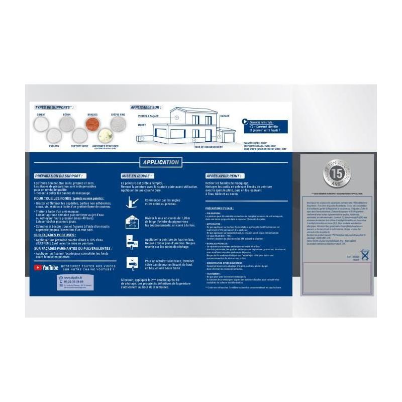 Peinture RIPOLIN PROTECTION EXTREME FACADE BLANC Mat 10 L