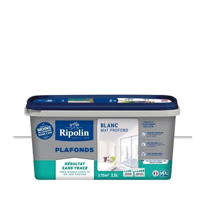 Peinture plafonds RIPOLIN - Blanc mat anti-traces 2,5L