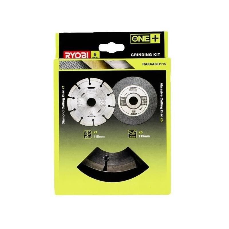 Ensemble RYOBI 6 disques meuleuse 115 mm - Diamant et tronçonner
