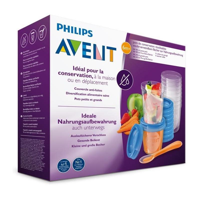 Ensemble pots conservation Philips Avent pour purées - 20 pots + accessoires