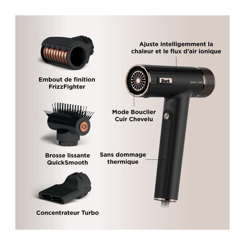 Sèche-cheveux Shark HD731EU - 1750 W: Vitesse et Style en 3-en-1