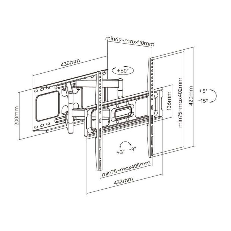 Support mural TV Stell pour téléviseur 32-70" - SHO 5610
