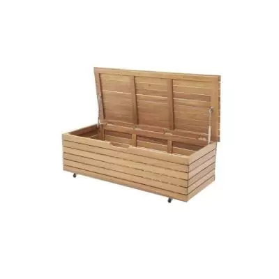 Coffre de jardin en bois exotique FSC - 190L - Avec roulettes