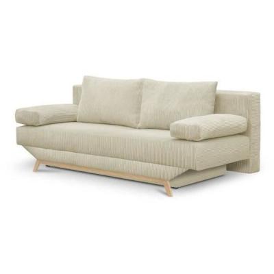 Banquette convertible 3 places beige velours côtelé - TEIJO