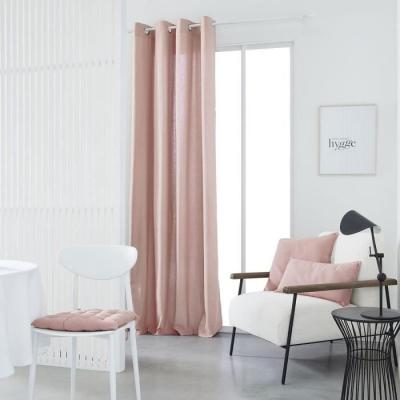 Rideau a œillets 140x240cm en coton rose - Disponible aujourd'hui