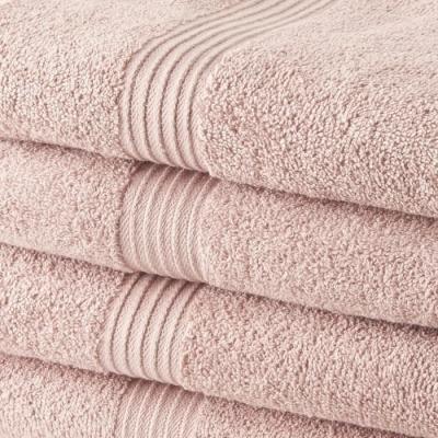Lot de 4 serviettes de bain 100% coton - Rose des sables 