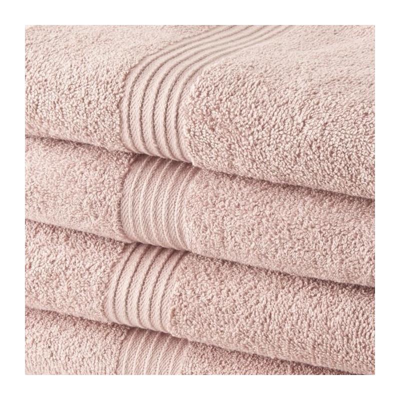 Lot de 4 serviettes de bain 100% coton - Rose des sables 