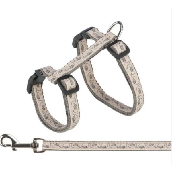 Harnais pour chat - TRIXIE - Kattentuig - Gris/Rose - Taille unique - Nylon 120 CM