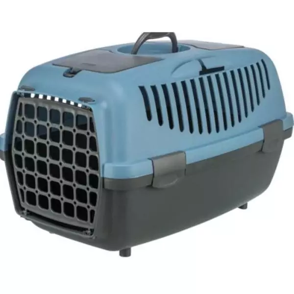 Box de transport - TRIXIE - Capri 2 - Recyclé - XS / S : 37 x 34 x 55 cm - Gris foncé / Bleu