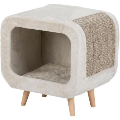 Abri douillet pour chat - TRIXIE Alicia - Pieds en bois - Gris moucheté