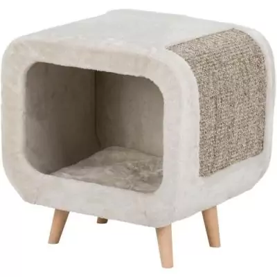Abri douillet pour chat - TRIXIE Alicia - Pieds en bois - Gris moucheté