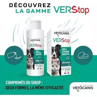 Sirop anti-vers efficace pour chiens et chats - VETOCANIS 125ml