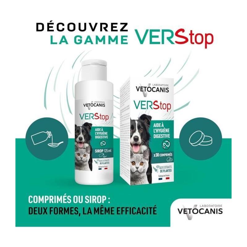 Sirop anti-vers efficace pour chiens et chats - VETOCANIS 125ml