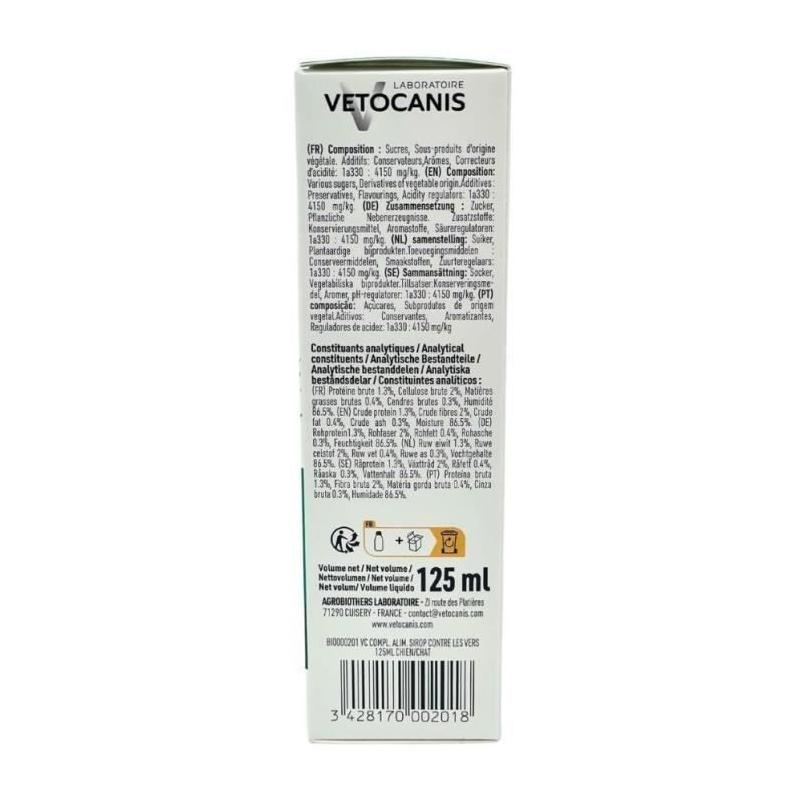 Sirop anti-vers efficace pour chiens et chats - VETOCANIS 125ml