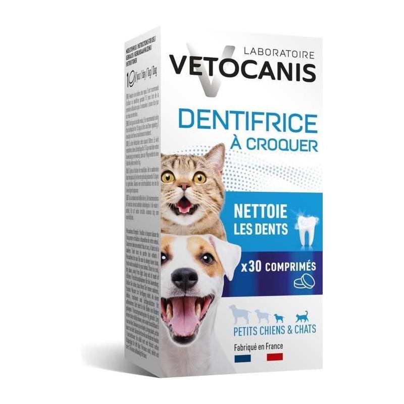 Comprimés Dentifrice Croquer pour Chat et Petit Chien - VETOCANIS