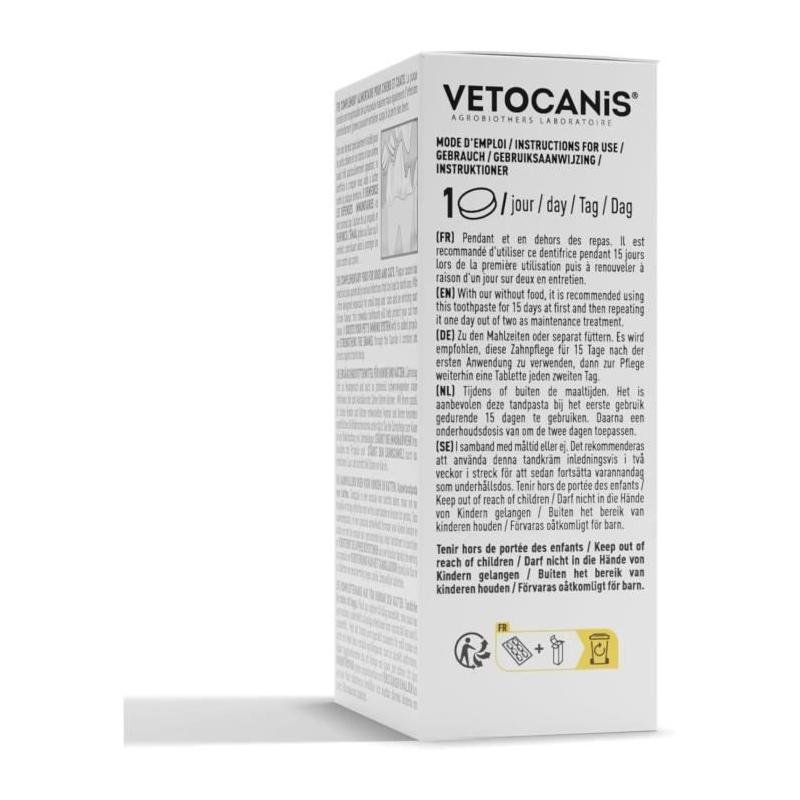 Comprimés Dentifrice Croquer pour Chat et Petit Chien - VETOCANIS