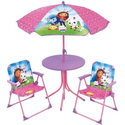 Ensemble de jardin FUN HOUSE - Salon Gabby, Table 46x46cm, 2 chaises, parasol