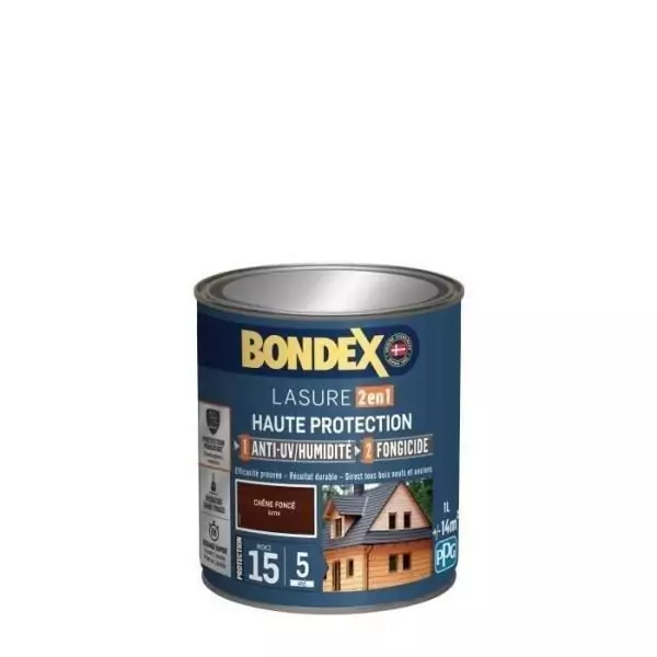 BONDEX Lasure 2 en 1 Satin Haute Protection 5 ans - Chene foncé