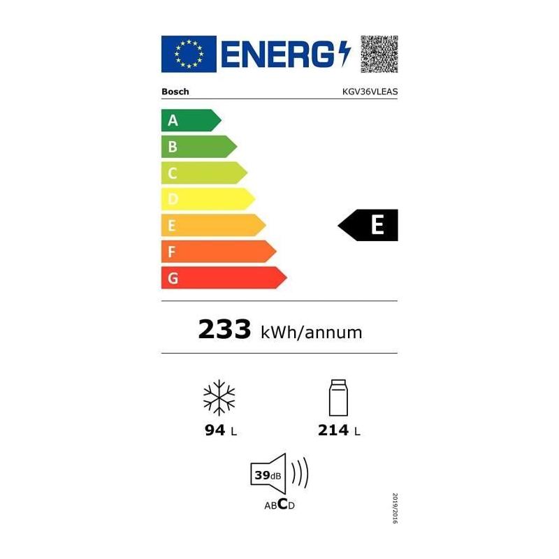 Réfrigérateur Bosch KGV36VLEAS 307L - Froid Brassé - Inox