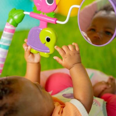 Transat bébé Animaux rose avec vibrations et arche d'éveil