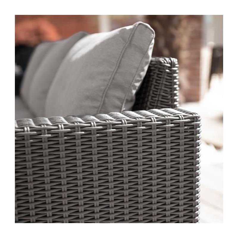 Ensemble salon de jardin résine tressée imitation rotin - 5 personnes - California Beige